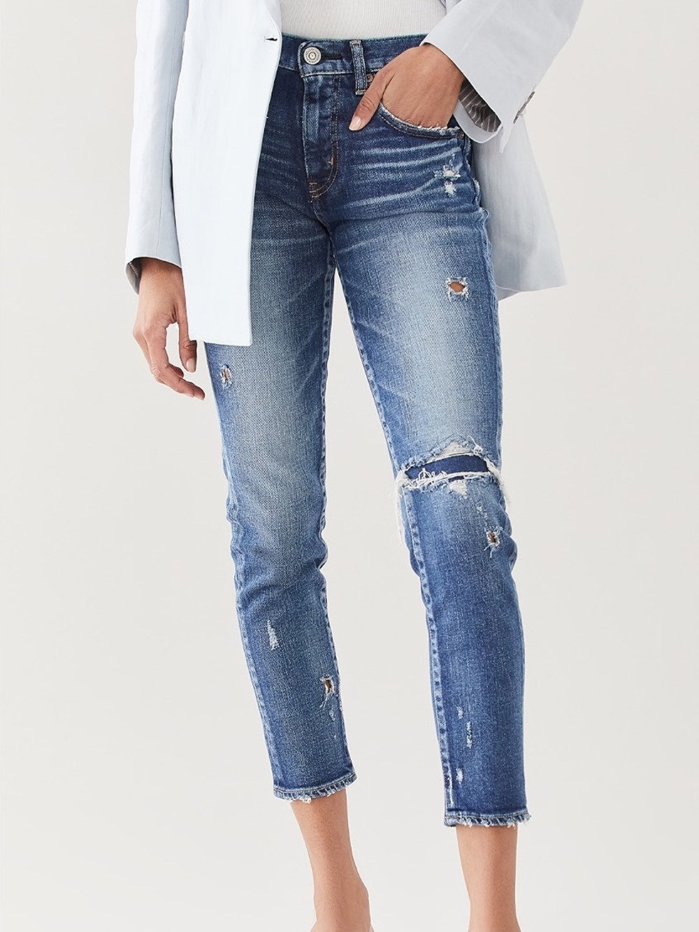 Moussy Vintage Lenwood Distressed Dark Blue Skinny Jeans